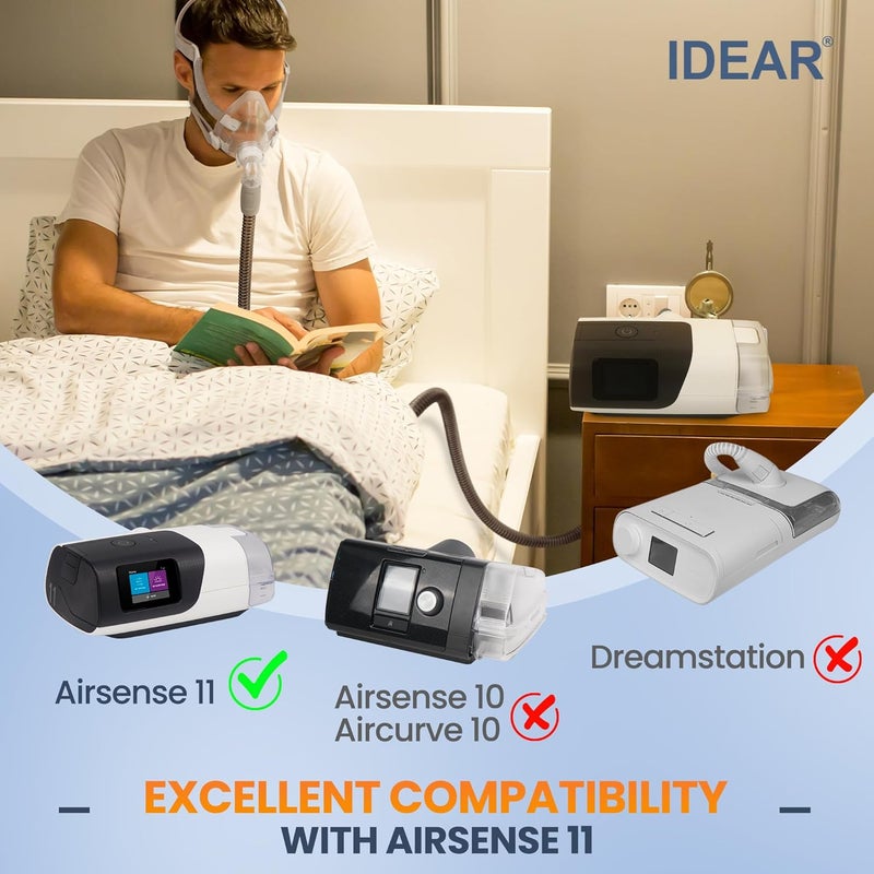 IDEAR نسخة محسّنة من خرطوم الهواء Climate Line متوافق مع Airsense 11 و Aircurve 11 فقط، غير متوافق مع Airsense 10 - خرطوم بديل قابل لإعادة الاستخدام بطول 6.5 قدم لوازم CPAP ذات قيمة رائعة - Image 2